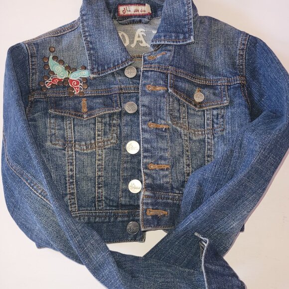 J2 Jackets & Blazers - PEACE studded and embroidered cropped jean jacket by J2 Jean